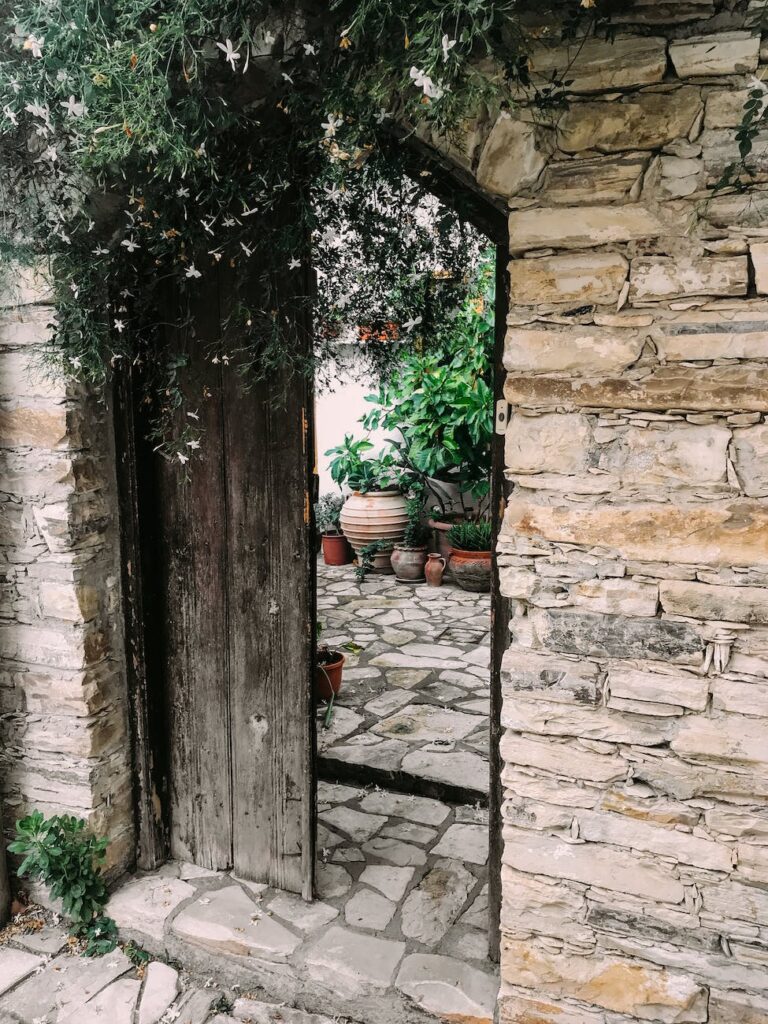 open gray wooden door