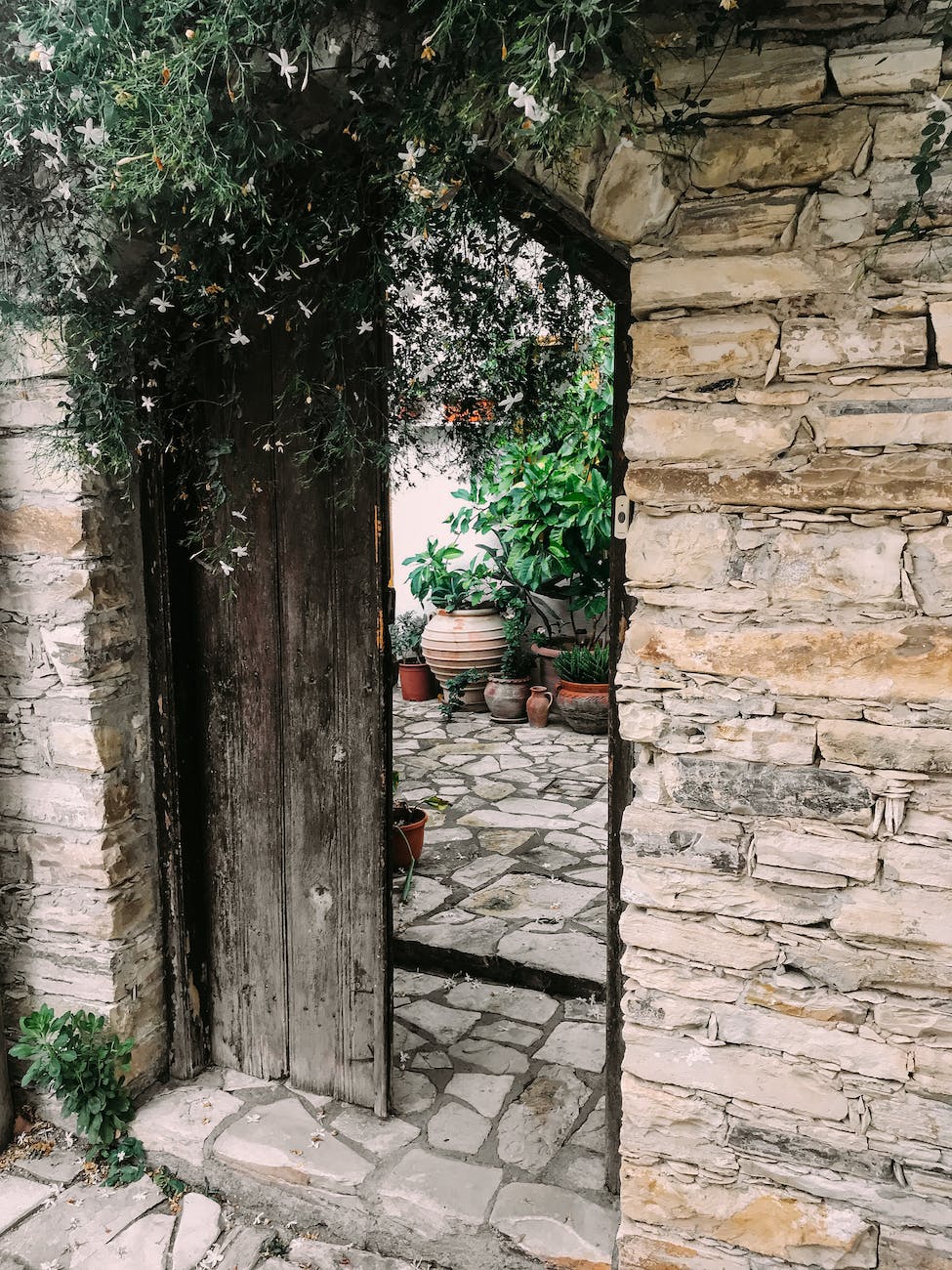 open gray wooden door